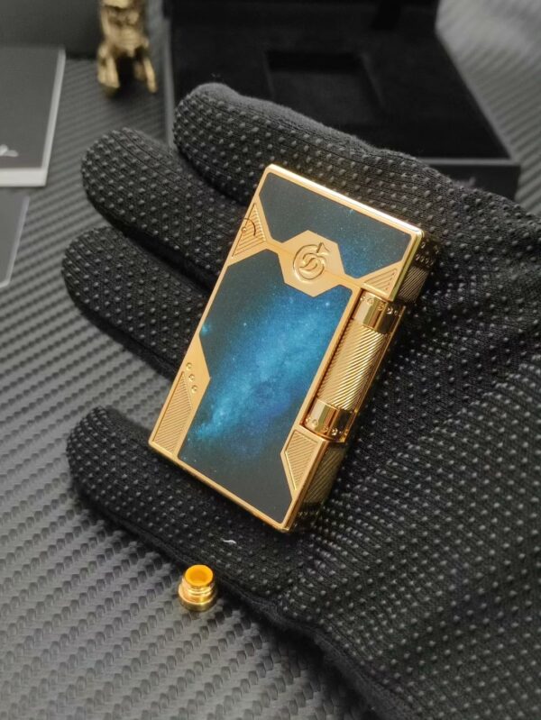 French ST Dupont Space Walk Starry Sky Solid Brass Resonant Sound Lighter, ST Dupont - 图片 2