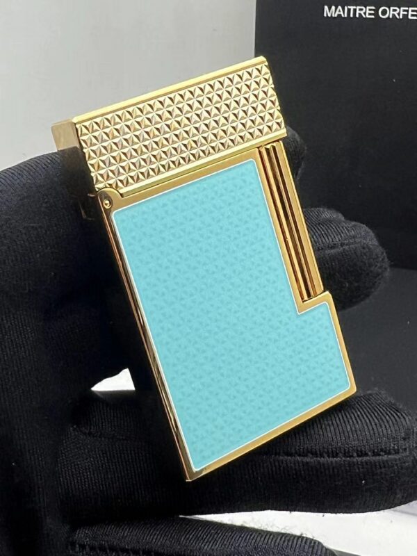 S.T. Dupont Guilloché Edition Blue Solid Copper Ligne 2 Lighter - 图片 4