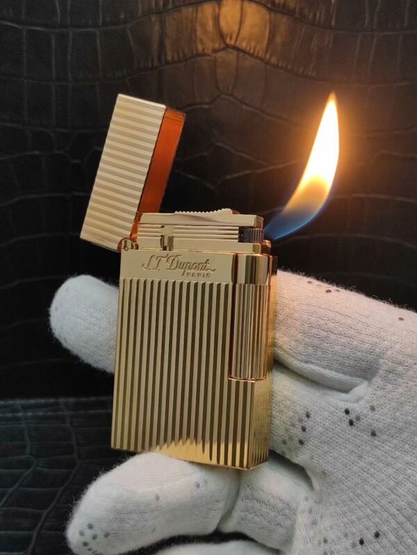 ST Dupont Angled Flame Pipe Resonant Sound Lighter, French Solid Brass Refillable ST Dupont Resonant Sound Angled Flame Lighter - 图片 3