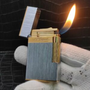 French Solid Brass Refillable ST Dupont Resonant Sound Angled Flame Lighter