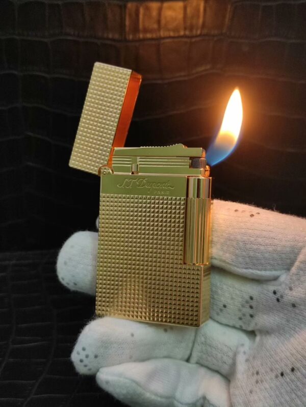 French Solid Brass Refillable ST Dupont Resonant Sound Angled Flame Lighter - 图片 2