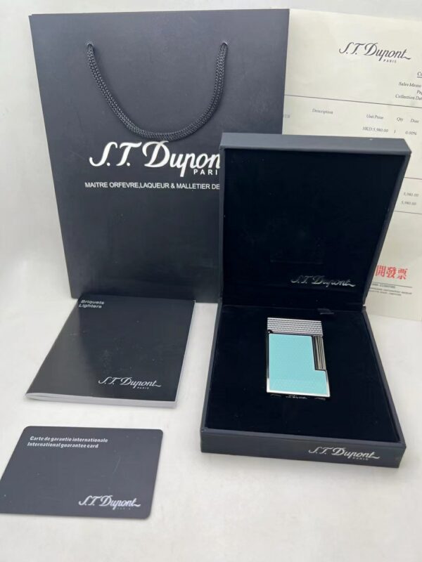 S.T. Dupont Guilloché Edition Blue Solid Copper Ligne 2 Lighter - 图片 7